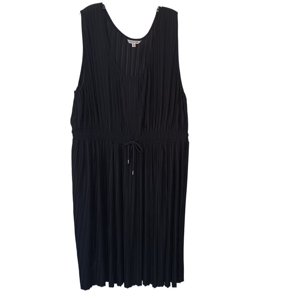 EUC Ophelia Roe 3X Black Sleeveless Pleated Dress Elastic Waistband